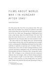 Films About World War I in Hungary After 1945 by László Deák-Sárosi
